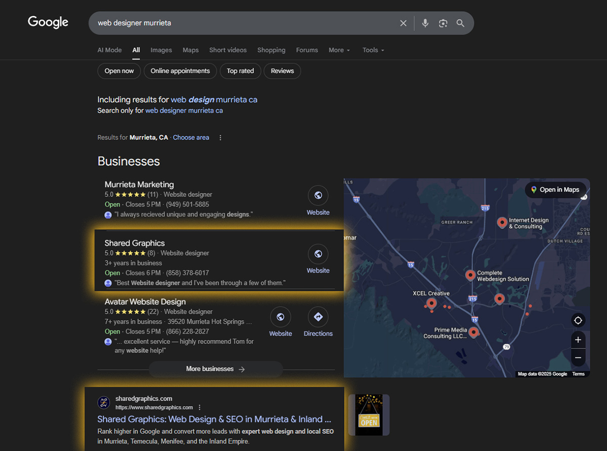 ranking-in-google-pack-3-shared-graphics-temecula