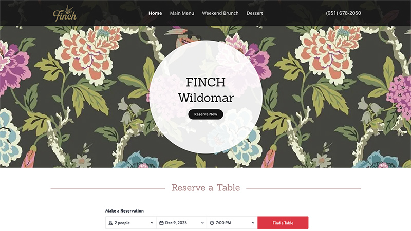 finch-restaurant-wildomar-website-hero-section