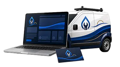 laptop-with-website-business-card-and-service-van-with-the-same-branding-designed-by-shared-graphics-branding-service-in-murrieta-california website business card and service van with the same branding designed by Shared Graphics branding service in Murrieta California